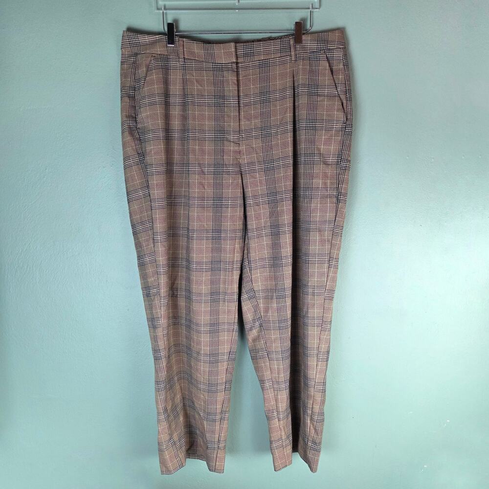 Old Navy Womens 2X Extra High Waisted Taylor Trouser Wide Leg Pants Brown Plaid